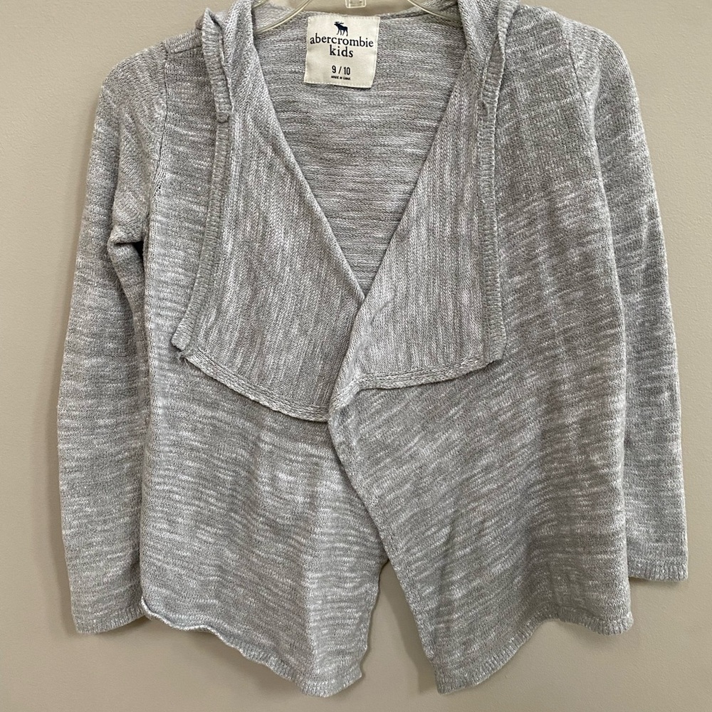 Kids Abercrombie Light Gray Hooded Cardigan